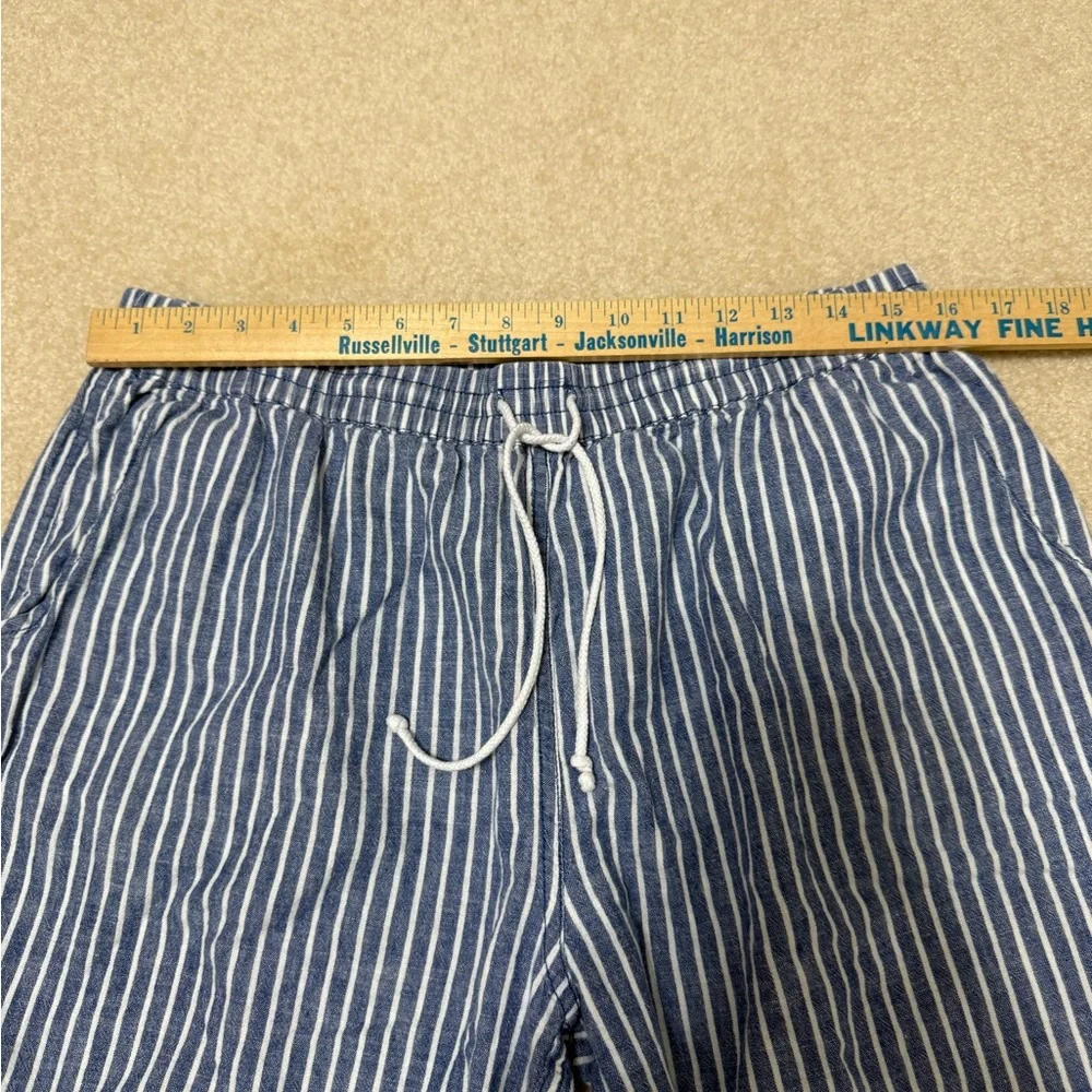 Beach Lunch Lounge Crop Linen Navy and White Striped Pants - Picture 5 of 7